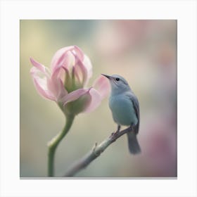 A Close Up Of A Delicate Bird Bud Just Beginning To Bloom, With Soft Petals And Hints Of Vibrant Col Canvas Print