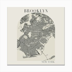 Brooklyn New York Boho Minimal Arch Full Beige Color Street Map Canvas Print