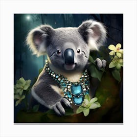 Bejewelled Koala Bear ready for a night out rocking her new blue necklace Canvas Print