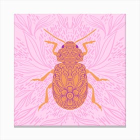Pink Floral Beetle Canvas Print