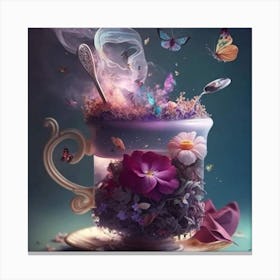 Teacup With Butterflies Canvas Print