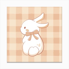 Soft Brown, Gingham Bunny 1 Canvas Print