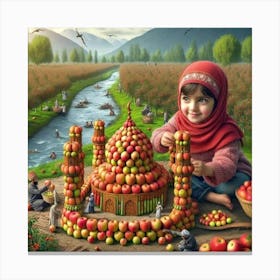 Girl Playing With Apples Canvas Print