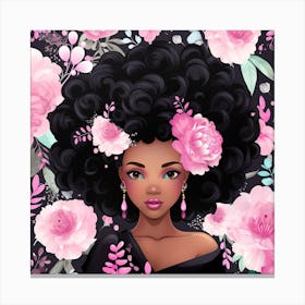 Afro Girl With Flowers 7 Canvas Print