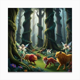 Fairy Forest with fairy animals Canvas Print