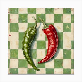 Red & Green Chillis Checkerboard 2 Canvas Print
