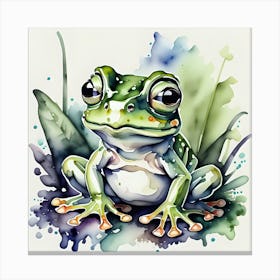 Frog Watercolor Painting Canvas Print