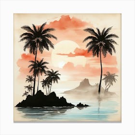 Boho Art Romantic island silhouette Canvas Print