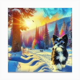 Dog In The Snow 4 Canvas Print