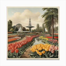 Tulip Garden art print Canvas Print