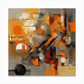 Neo Cubist Harmony Orange & Grey Abstraction (1) 1 Canvas Print