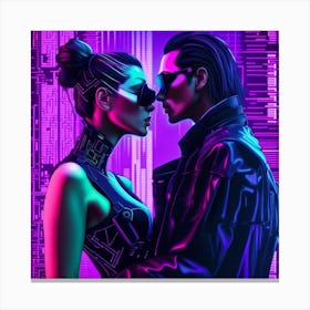 Cyberpunk Couple in Love Canvas Print