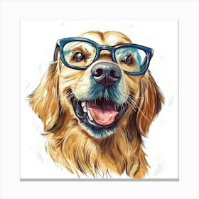 Golden Retriever With Glasses 1 Canvas Print