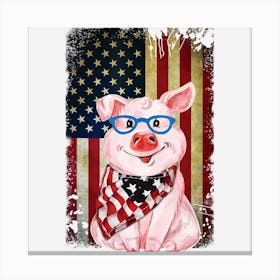 Limited Edition Patriotic Pig American Flag Glasses 4th Of Canvas Print