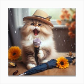 Cat In The Rain Canvas Print