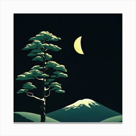 Moon And Pine Tree Canvas Print