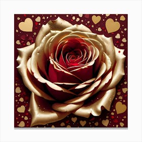Valentine'S Day Rose Gold Rose With Hearts Canvas Print