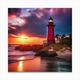 Sunset At The Lighthouse 7 Canvas Print