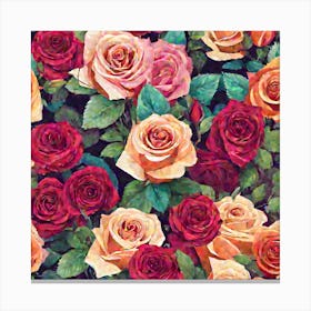 A Rose Bouquet Containing Roses Of Attractive Colors (4) (1) Canvas Print