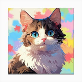 Cute Cat Painting Canvas Print