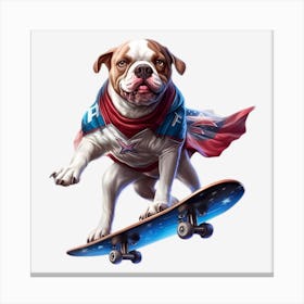 Bulldog Skateboarder Canvas Print