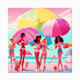 Barbie And Friends At The Beach Canvas Print
