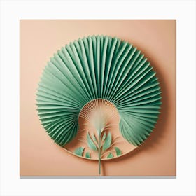 Aesthetic style, Green fan of palm leaves Canvas Print