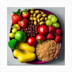 Healthy Plate Of Fruits And Vegetables Canvas Print