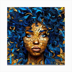 Abstract Portrait Of A Woman With Blue Hair Canvas Print