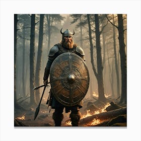 Viking In The Woods Canvas Print