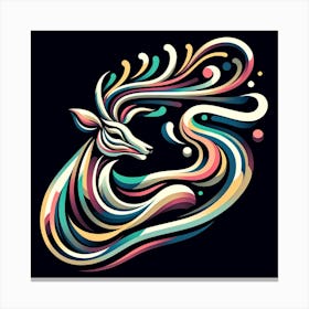 "Spirit of the Stag" is a modern digital artwork that embodies the fluidity and grace of the majestic stag through a cascade of swirling colors. The piece's abstract nature, with its flowing lines and curves, conveys a sense of movement and ethereal beauty. Set against a stark black backdrop, the vivid array of colors pop, giving the composition a lively, dynamic quality. This artwork is perfect for those who seek to marry the elegance of animal form with the free-spirited essence of contemporary art. "Spirit of the Stag" would be a captivating addition to any collection, appealing to admirers of wildlife and modern design aesthetics alike. Canvas Print