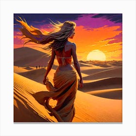 Sunset Model Sand Dunes Canvas Print