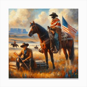 Cowboys On Horseback Canvas Print