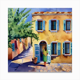 Greece Painting Watercolor Painting Canvas Print
