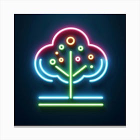 Neon Tree On Dark Background Canvas Print