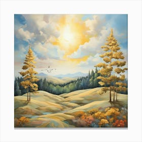 Leonardo Diffusion Xl A Vibrant Daytime Landscape Featuring A 3 Canvas Print