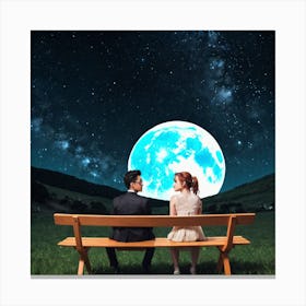 Couple Sitting On A Bench 16 Canvas Print