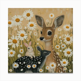 Deer And Rabbits Fairycore Painting 1 Canvas Print