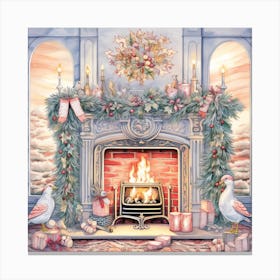 Christmas Fireplace 4 Canvas Print