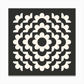 Abstract Flowers Pattern 14 In Black Beige 02 Canvas Print