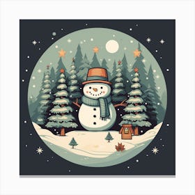 Snowman In The Forest 1 Canvas Print