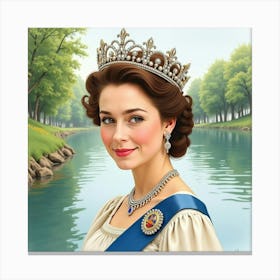 Watercolor Scene Of Young Queen Canvas Print