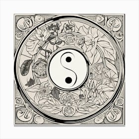 Yin Yang Symbol, Yin And Yang Symbol With Natural Elements Representing Balance And Harmony Canvas Print