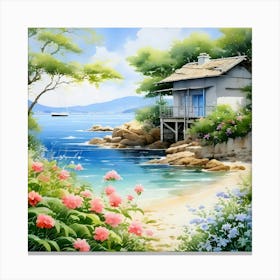 Beach House By The Sea Canvas Print