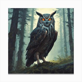 Owl In The Forest 96 Canvas Print