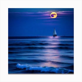 Full Moon Over The Ocean 2 Canvas Print