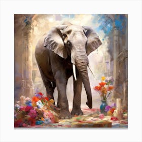 Elephant In The Garden Canvas Print