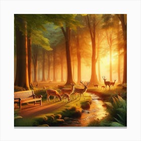 Deer In The Forest Canvas Print