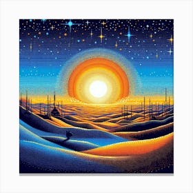 Sunset In The Desert,A New Dawn on Tatooine: A Mosaic of Hope Against the Sand Dunes Canvas Print