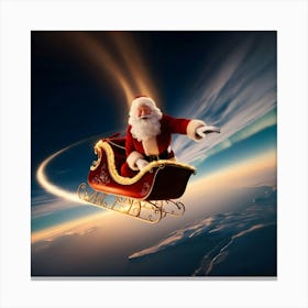 A Breathtaking Cinematic Keyframe Depicting Santa Clause Flying Over Planet Earth 2 Canvas Print